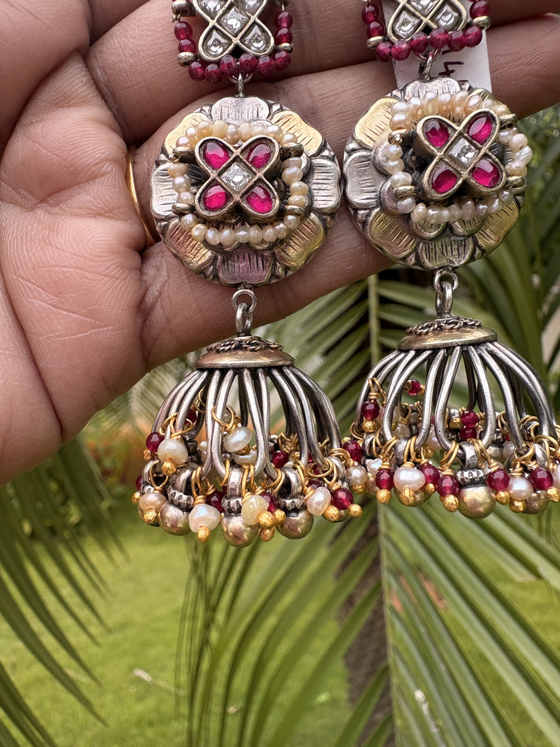 Peacock Floral Jhumka Earrings