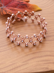 Rosegold Floral Motif expandable Silver Kada