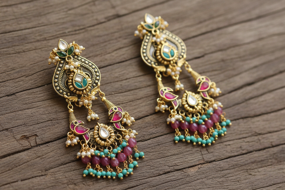 Royal Peacock Dangler Earrings