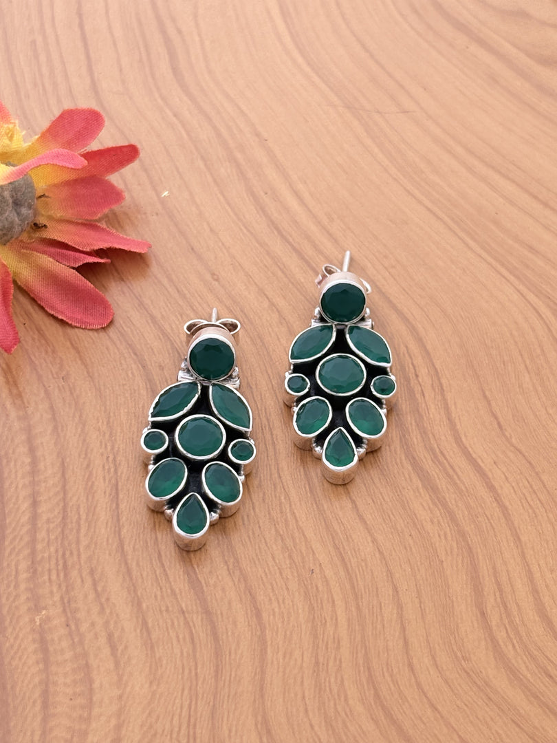 Green Stone leaf Drop Earrings