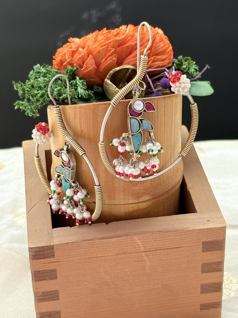 Colorful Beaded Hoop Earrings