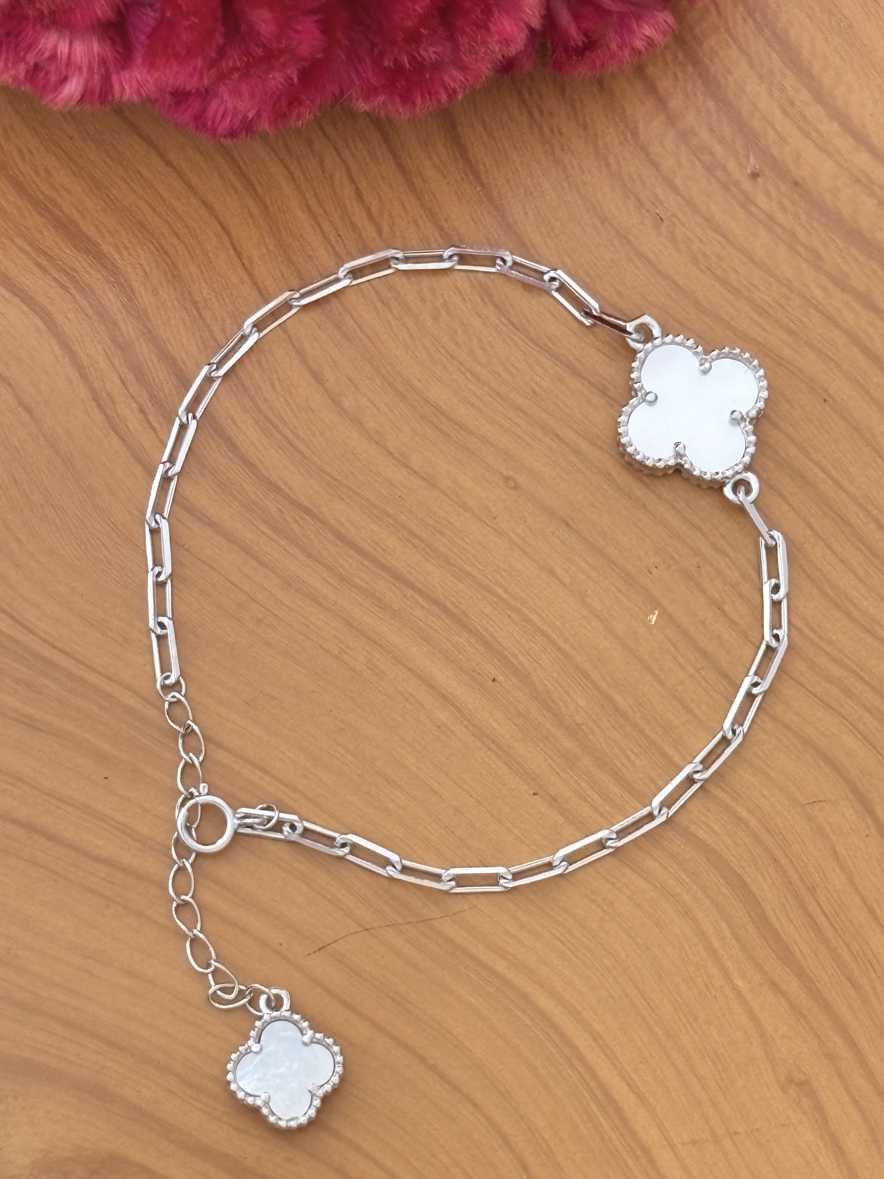 Silver Clover Link Bracelet