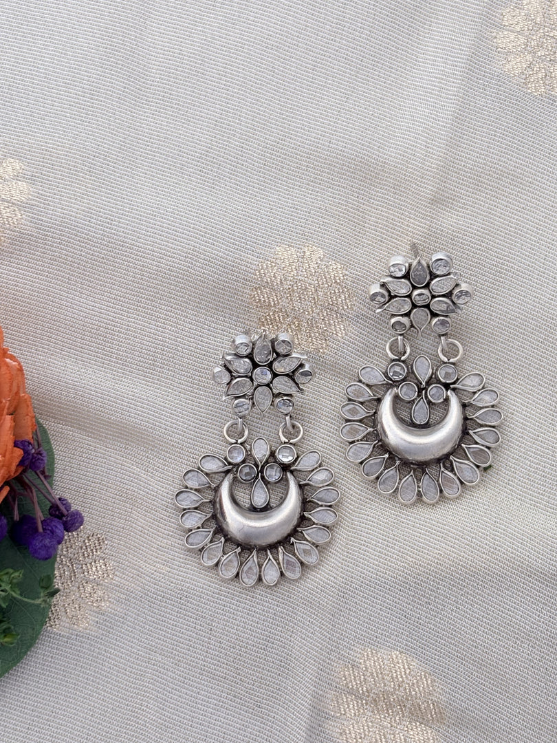 Polki Crescent Moon Earrings