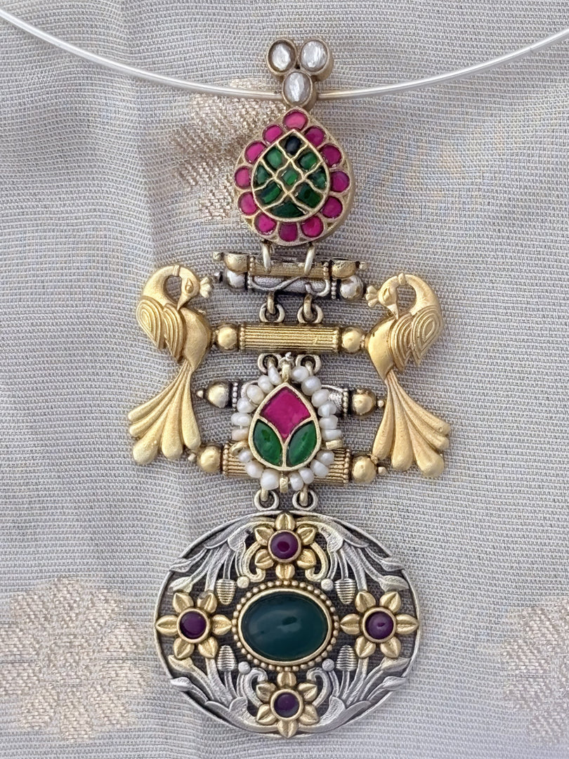 Antique Silver Hasli with Peacock Pendant