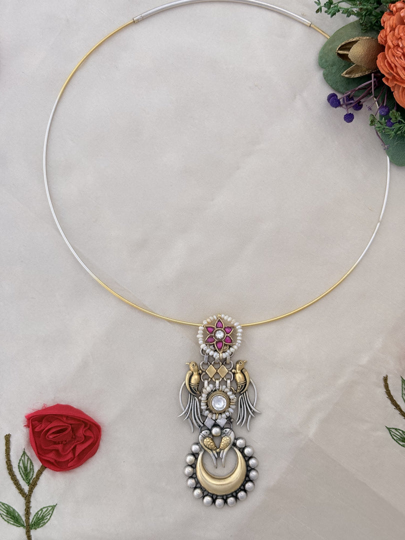 Silver Hasli with Peacock & Moon Design