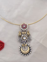 Load image into Gallery viewer, Silver Hasli with Peacock &amp; Moon Design
