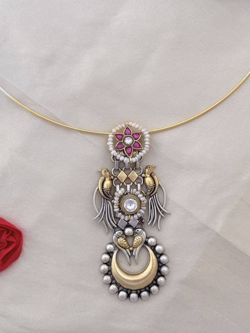 Silver Hasli with Peacock & Moon Design