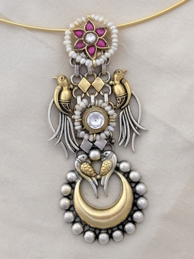 Silver Hasli with Peacock & Moon Design