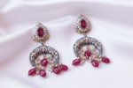Load image into Gallery viewer, Antique Silver Earrings with Ruby Red Stones