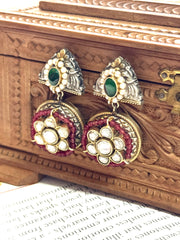 Traditional Kundan & Bead Earrings