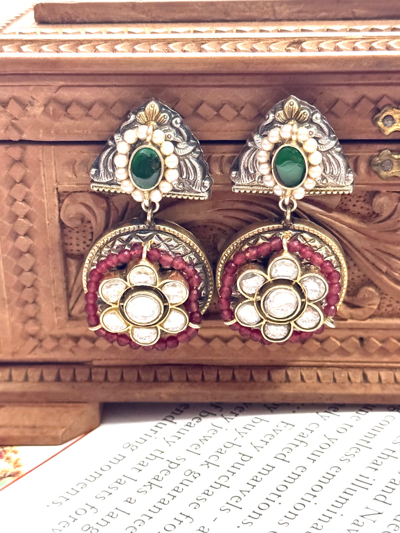 Traditional Kundan & Bead Earrings