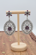Load image into Gallery viewer, Kundan Floral Oval Earrings