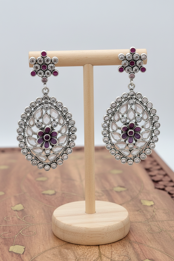 Kundan Floral Oval Earrings