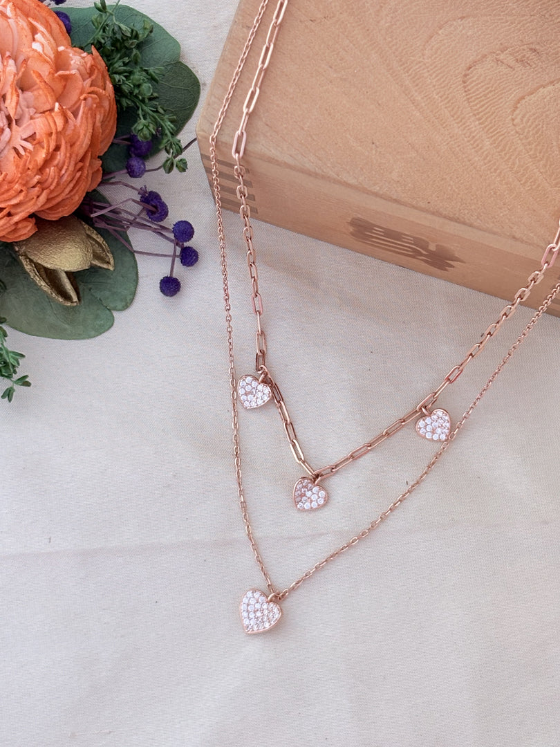 Rose Gold Heart Layered Necklace