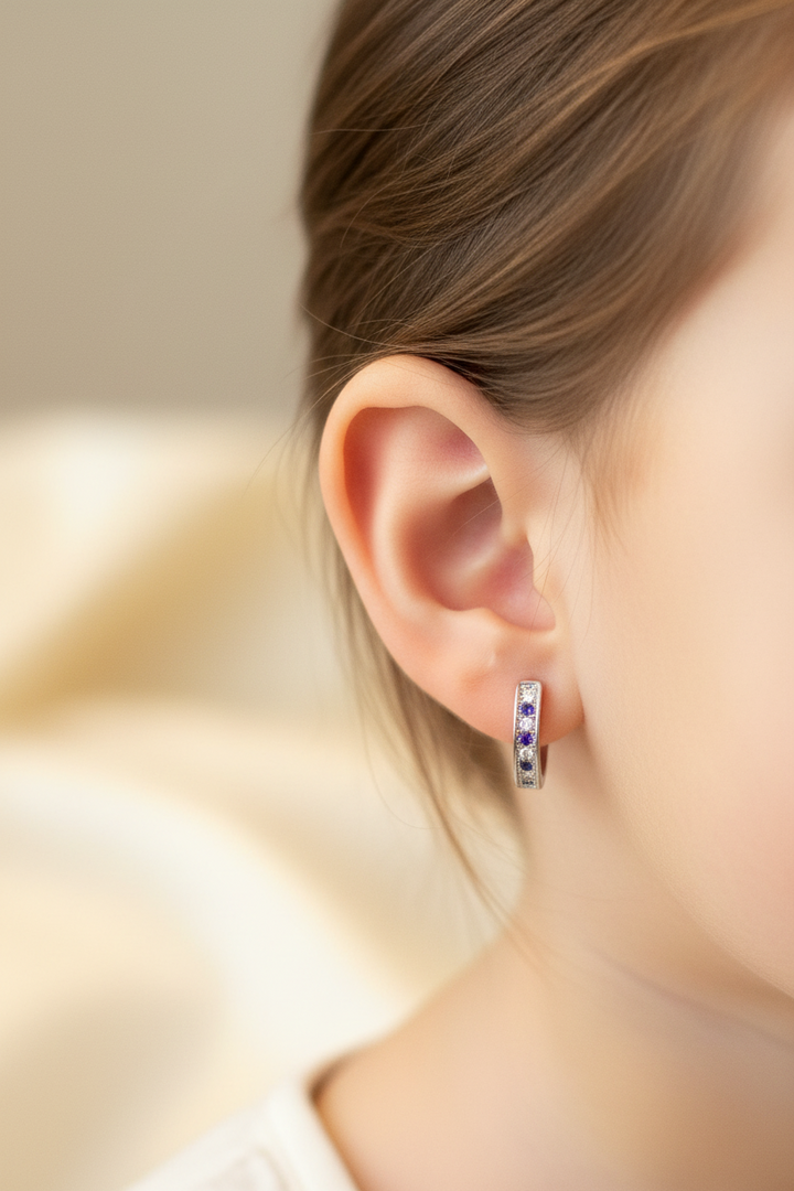 Blue Spark Curve Studs