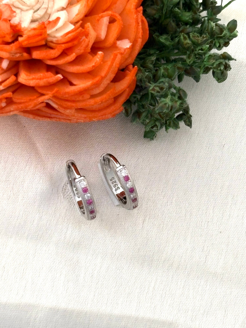 Pink Spark Mini Hoops
