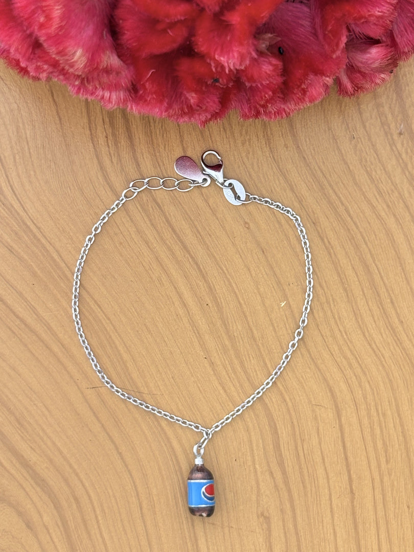 Silver Baby Bracelet with Blue Bottle Charm