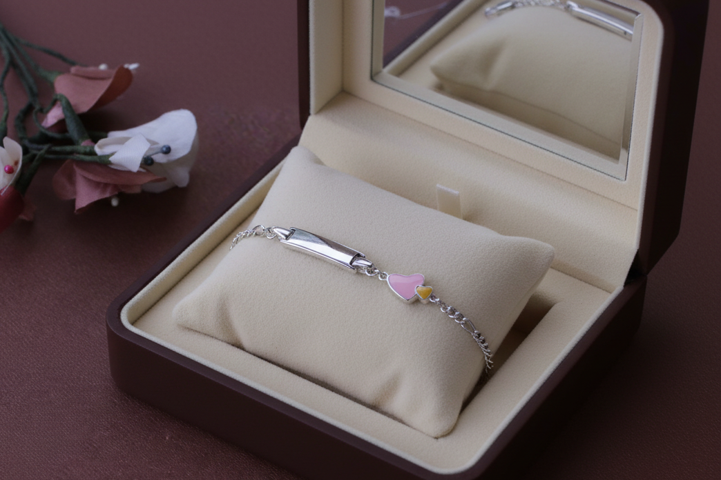 Silver Baby Name Bracelet with Heart Charm