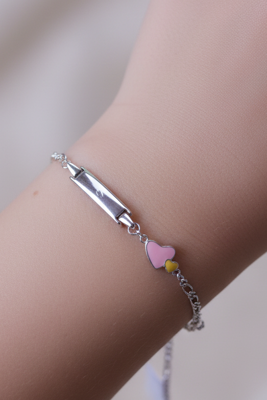 Silver Baby Name Bracelet with Heart Charm