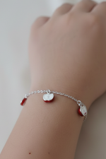 Load image into Gallery viewer, Silver Baby Bracelet with Red Apple Charms