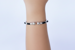Load image into Gallery viewer, Silver Black Bead Hoop Bangles.