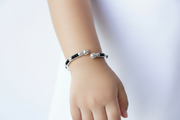 Silver Baby Bangles with Black Beads