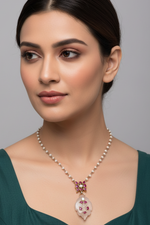 Load image into Gallery viewer, Pearl Mala with Carved Stone Pendant