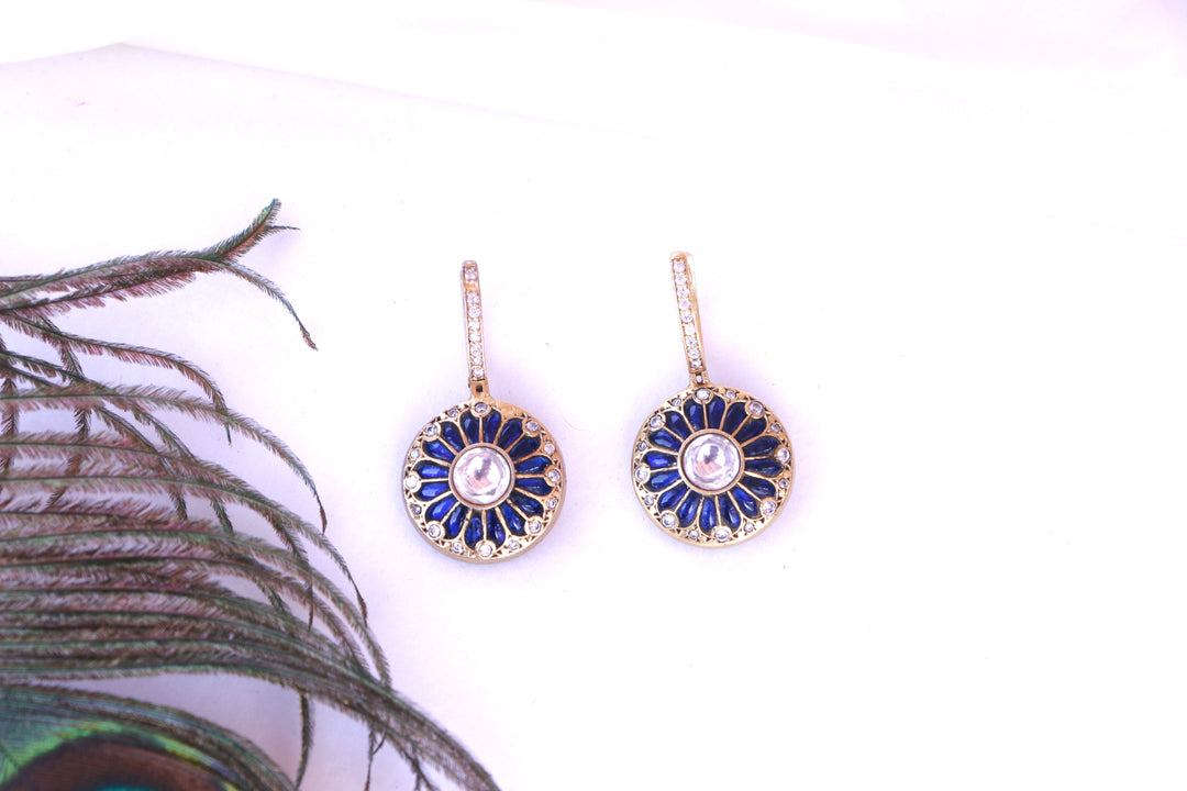 Enamel Floral Round Earrings