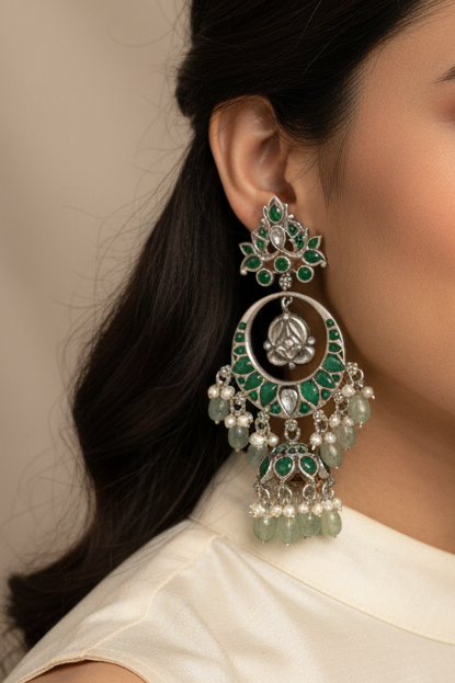 Emerald Green Chandbali Jhumka