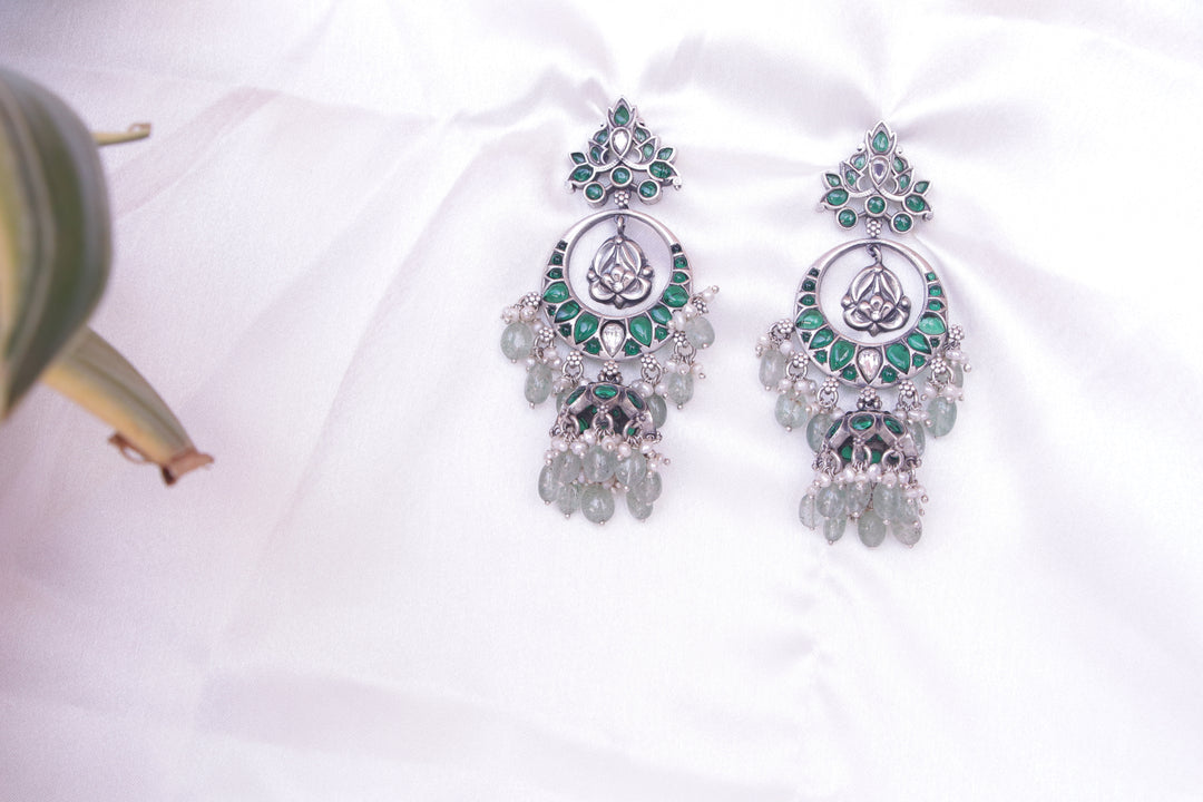 Emerald Green Chandbali Jhumka