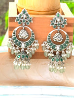 Load image into Gallery viewer, Emerald Green Chandbali Jhumka
