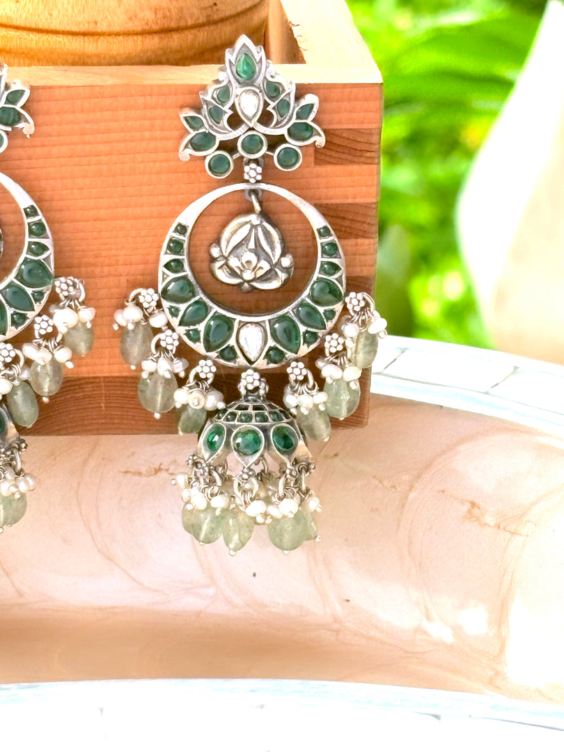 Emerald Green Chandbali Jhumka