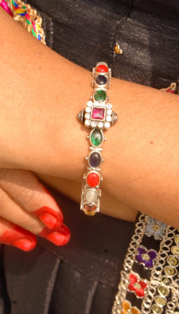 Navaratna Silver Kada