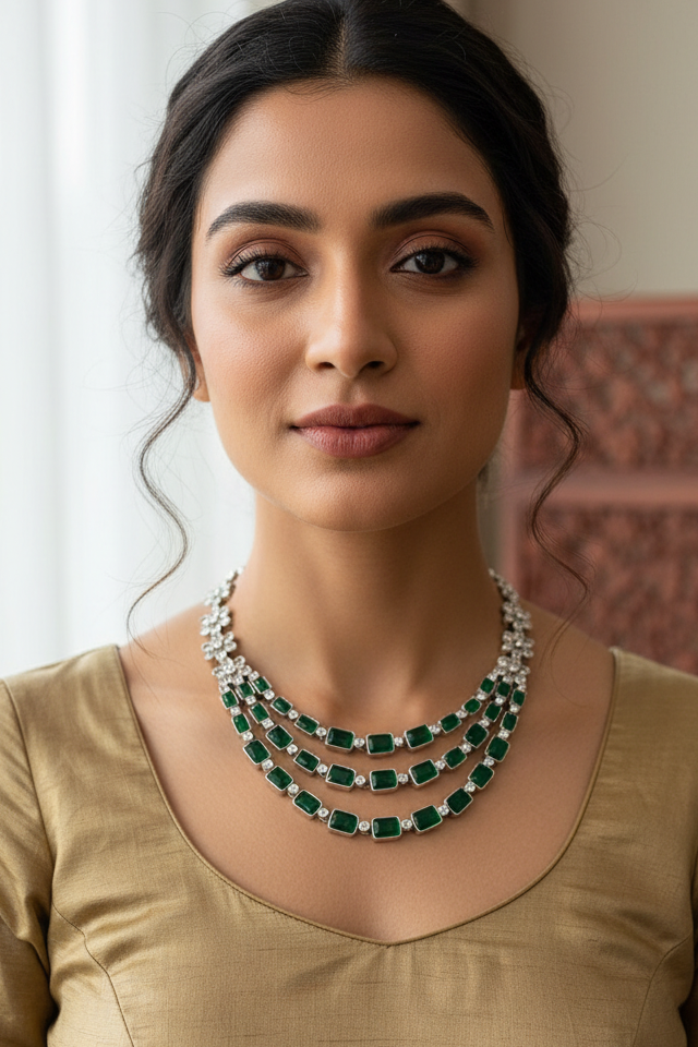 Emerald blossom necklace