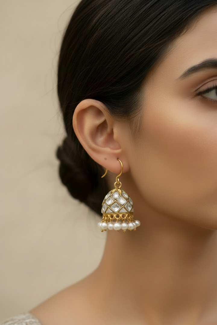 Kundan Pearl Jhumkas