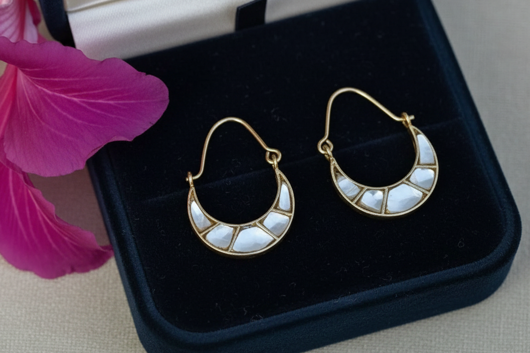 Kundan Crescent Hoops