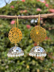 Sunlit Silver Bloom Jhumkas