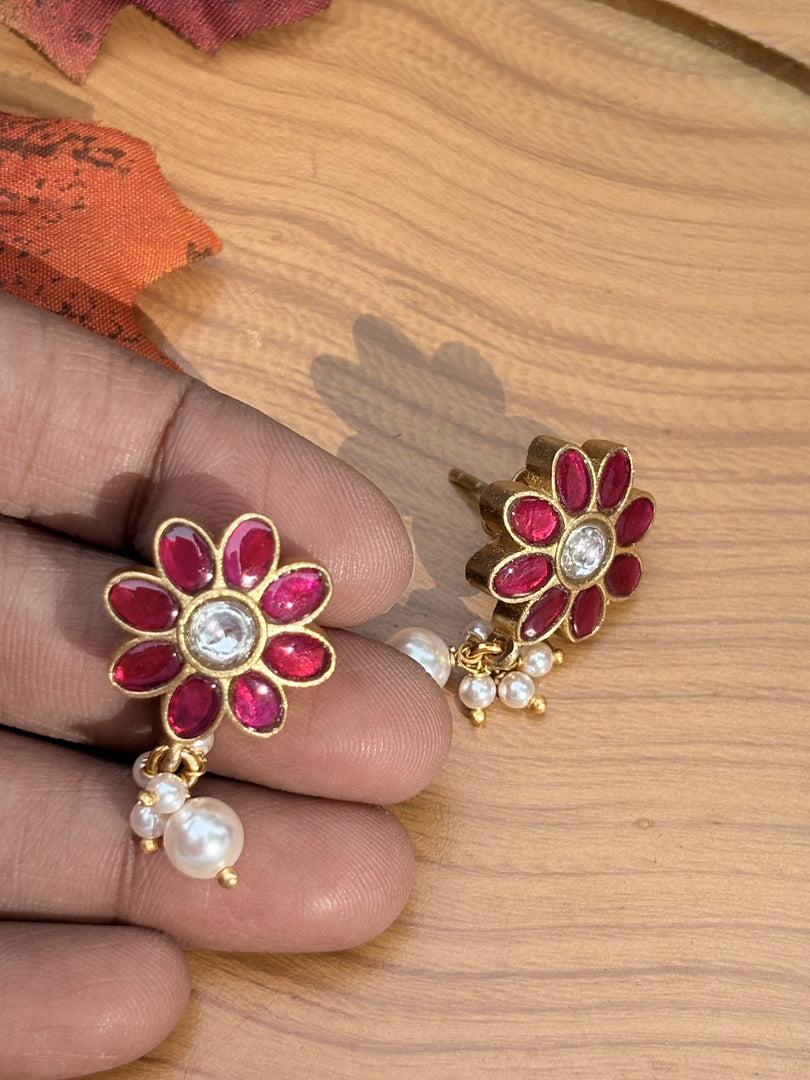 Floral Pearl Drop Earrings