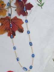 Blue & Pearl Beaded Silver Chain