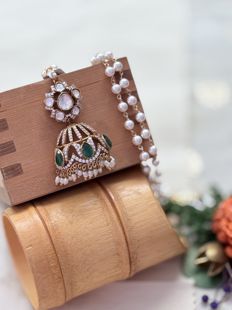 Emerald kundhan Jhumka dollar