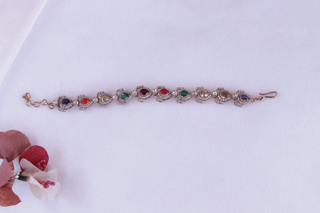 Navaratna Teardrop Bracelet