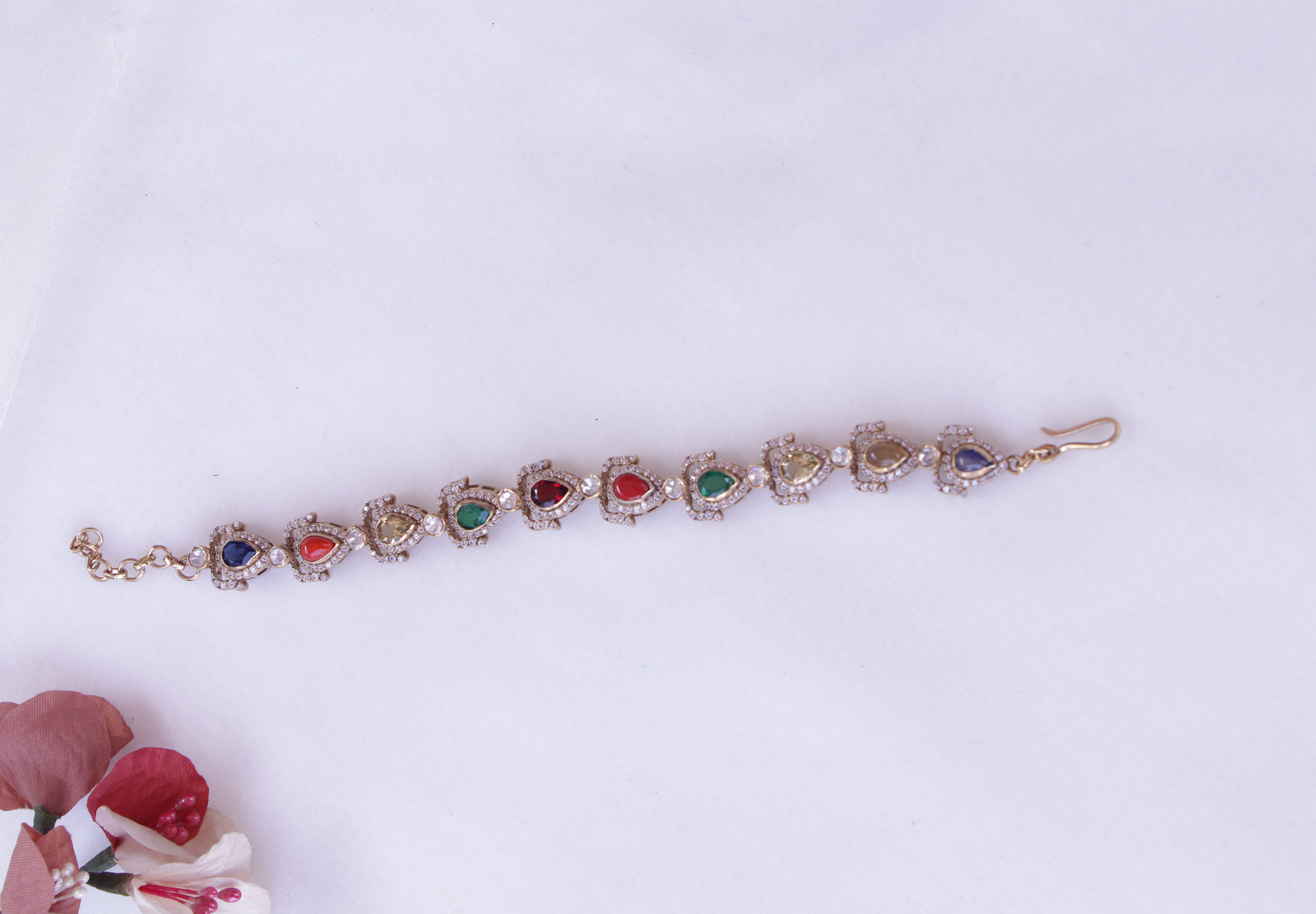 Navaratna Teardrop Bracelet