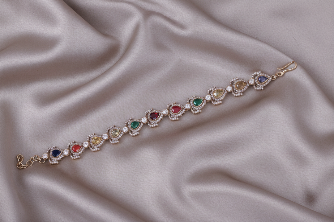 Navaratna Teardrop Bracelet