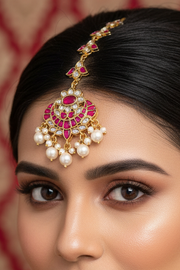 Ruby Pearl Maang Tikka