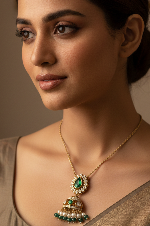 Emerald Dome Drop pendant chain
