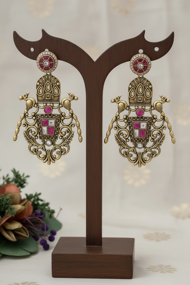 Yellow Stone Silver Earrings