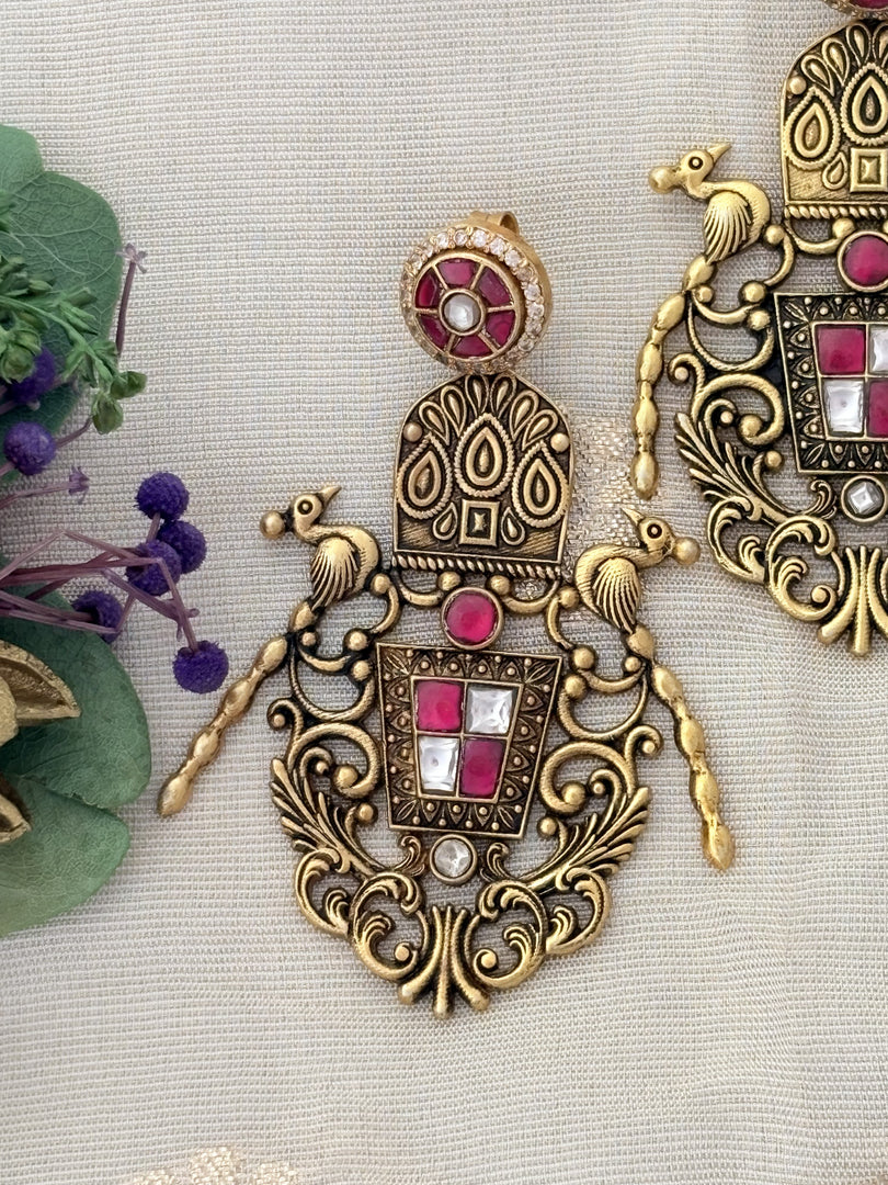 Antique Gold-Plated Temple Earrings