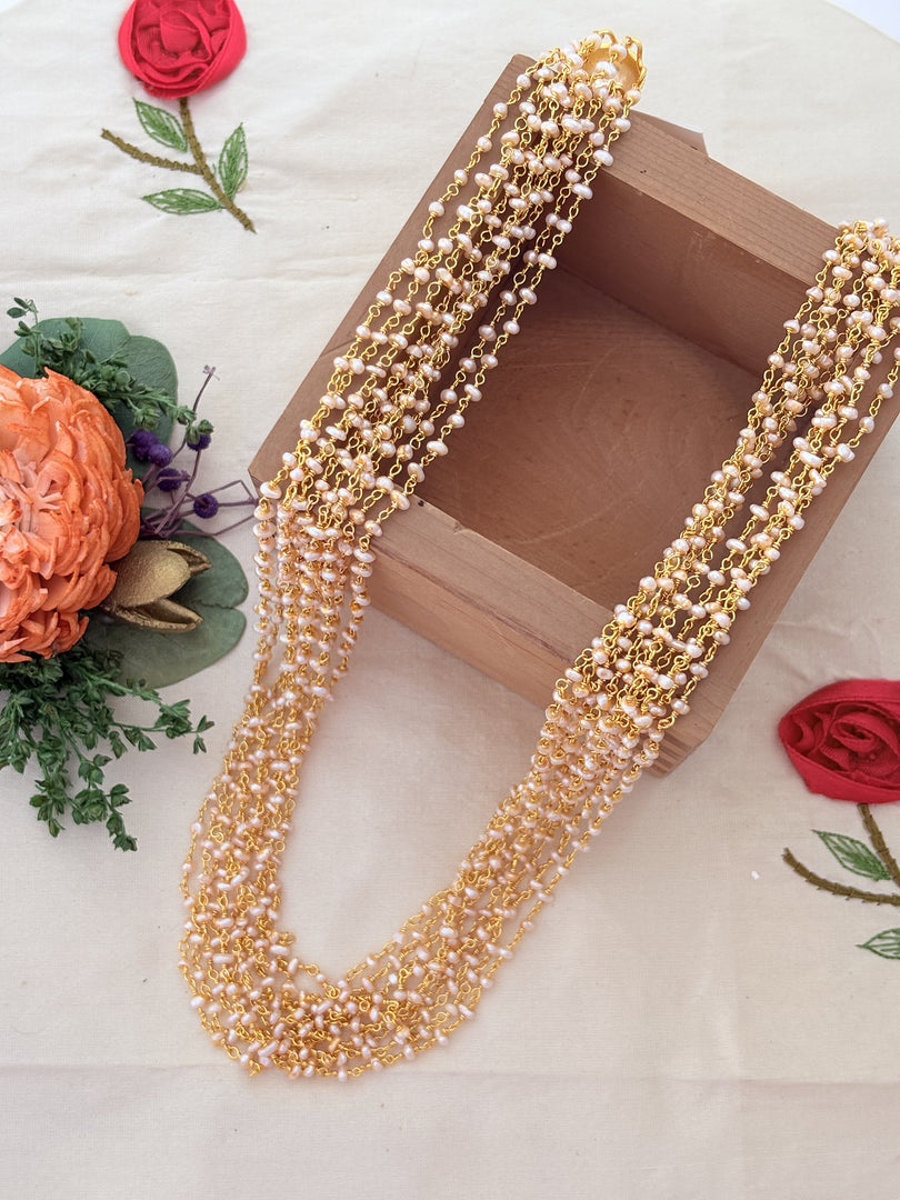 Layered Pearl Beaded Gold chain