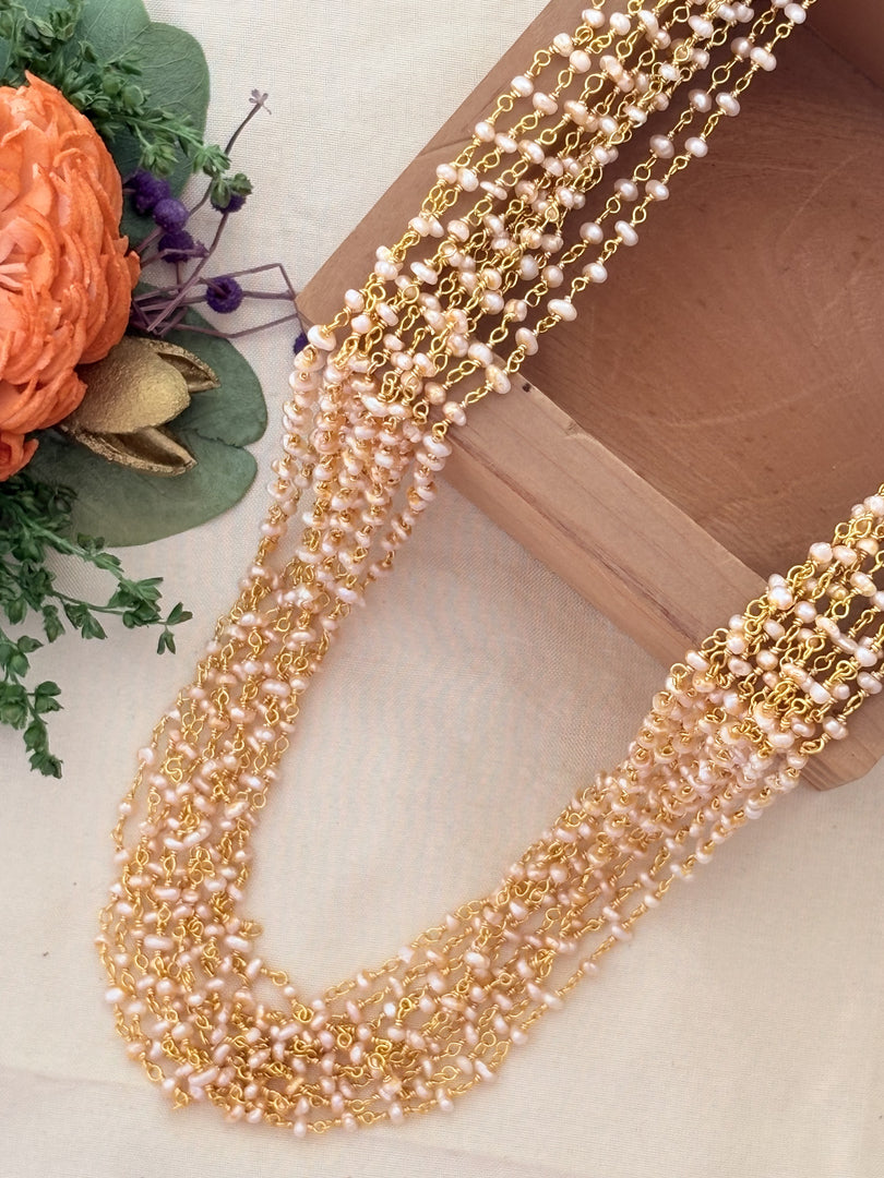 Layered Pearl Beaded Gold chain