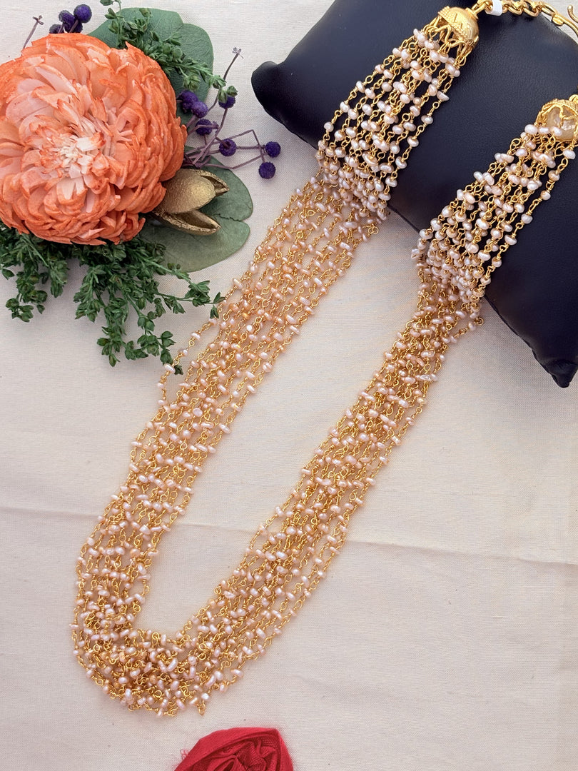 Layered Pearl Beaded Gold chain